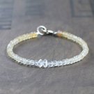 Citrine Crystal With Herkimer Diamond Rondelle 3-4mm Faceted beads adjustable stacking bracelet