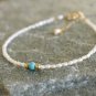 Fresh Water Pearl With Turquoise Oval & Round 3x2-4mm Smooth beads adjustable stacking bracelet