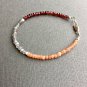 Garnet, Peach Moonstone & Labradorite Rondelle 3-4mm Faceted beads adjustable stacking bracelet