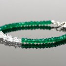 Green Onyx & Herkimer Diamond Rondelle & Fancy 3-5mm Faceted beads adjustable stacking bracelet