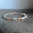 Labradorite & Pink Tourmaline Rondelle & Tumble 3-6mm Smooth beads adjustable stacking bracelet