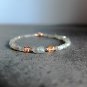 Labradorite & Pink Tourmaline Rondelle & Tumble 3-6mm Smooth beads adjustable stacking bracelet