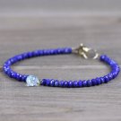 Lapis Lazuli With Aquamarine Rondelle & Drop 3.5-8mm Faceted beads adjustable stacking bracelet