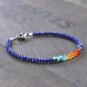 Lapis Lazuli, Turquoise & Carnelian Rondelle 3-3.5mm Faceted beads adjustable stacking bracelet