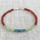 London Blue Topaz, Garnet & Peridot Rondelle 3-3.5mm Faceted beads adjustable stacking bracelet