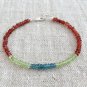 London Blue Topaz, Garnet & Peridot Rondelle 3-3.5mm Faceted beads adjustable stacking bracelet
