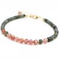 Moss Aquamarine & Cherry Quartz Round & Rondelle 4mm Faceted beads adjustable stacking bracelet