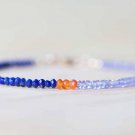 Tanzanite, Lapis Lazuli & Carnelian Rondelle 2.5-3mm Faceted beads adjustable stacking bracelet