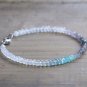Apatite, Grey Spinel & White Moonstone Rondelle 3.5mm Faceted beads adjustable stacking bracelet