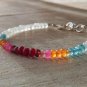 Rainbow Moonstone, Carnelian & Apatite Rondelle 3-4mm Faceted beads adjustable stacking bracelet