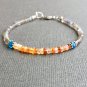 Fire Opal, Labradorite & Neon Apatite Rondelle 3-3.5mm Faceted beads adjustable stacking bracelet