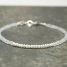 Freshwater Pearl & Moonstone Rondelle 3-3.5mm Smooth & Faceted beads adjustable stacking bracelet