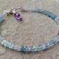 Green Fluorite With Amethyst Rondelle & Drop 3.5-5x8mm Faceted beads adjustable stacking bracelet