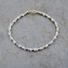 Rainbow Moonstone, Labradorite & Pyrite Rondelle 3-4mm Faceted beads adjustable stacking bracelet