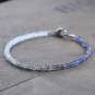 Black Rutilated Quartz, Moonstone & Iolite Rondelle 3-3.5mm Mix beads adjustable stacking bracelet