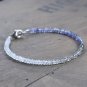 Black Rutilated Quartz, Moonstone & Iolite Rondelle 3-3.5mm Mix beads adjustable stacking bracelet