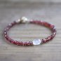 Garnet With Moonstone Rondelle &  Oval 3-8x6mm Faceted & Smooth beads adjustable stacking bracelet