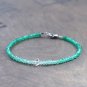 Green Onyx With Herkimer Diamond Rondelle & Fancy 2-5mm Faceted beads adjustable stacking bracelet