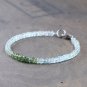 Green Tourmaline & Aquamarine Rondelle 3-3.5mm Faceted & Smooth beads adjustable stacking bracelet