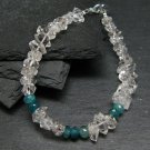 Herkimer Diamond & Grandidierite Rondelle & Fancy 4-8mm Faceted beads adjustable stacking bracelet