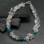 Herkimer Diamond & Grandidierite Rondelle & Fancy 4-8mm Faceted beads adjustable stacking bracelet