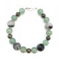 Tourmaline Quartz, Pyrite & Green Aventurine Round 4-8mm Smooth beads adjustable stacking bracelet