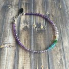 Amethyst, Chrome Diopside, Opal & Apatite Rondelle 3-4mm Faceted beads adjustable stacking bracelet