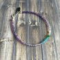 Amethyst, Chrome Diopside, Opal & Apatite Rondelle 3-4mm Faceted beads adjustable stacking bracelet