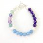 Amethyst, Selenite, Angelite & Rainbow Fluorite Round 8mm Smooth beads adjustable stacking bracelet