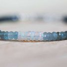 Moss Aquamarine & Ethiopian Welo Opal Rondelle 3.5-4.5mm Faceted beads adjustable stacking bracelet
