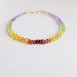 Yellow Sapphire, Peridot, Ruby & Amethyst Rondelle 3-4mm Faceted beads adjustable stacking bracelet