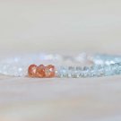 Aquamarine, Rainbow Moonstone & Sunstone Rondelle 4-4.5mm Faceted beads adjustable stacking bracelet