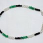 Green Onyx, Black Onyx & Rainbow Moonstone Rondelle 2-3mm Faceted beads adjustable stacking bracelet