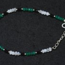 Green Onyx, Black Onyx & Rainbow Moonstone Rondelle 2-3mm Faceted beads adjustable stacking bracelet