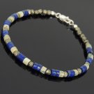 Lapis Lazuli, Pyrite & Jasper Round & Tyre 3-4mm Faceted & Smooth beads adjustable stacking bracelet