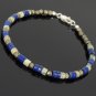 Lapis Lazuli, Pyrite & Jasper Round & Tyre 3-4mm Faceted & Smooth beads adjustable stacking bracelet