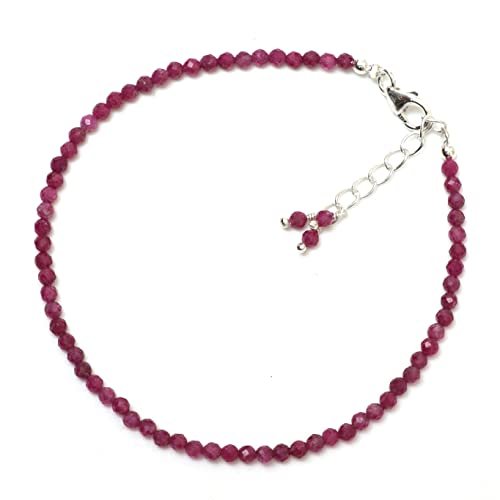 Ruby Round 2mm Faceted beads adjustable stacking bracelet | STK-5364