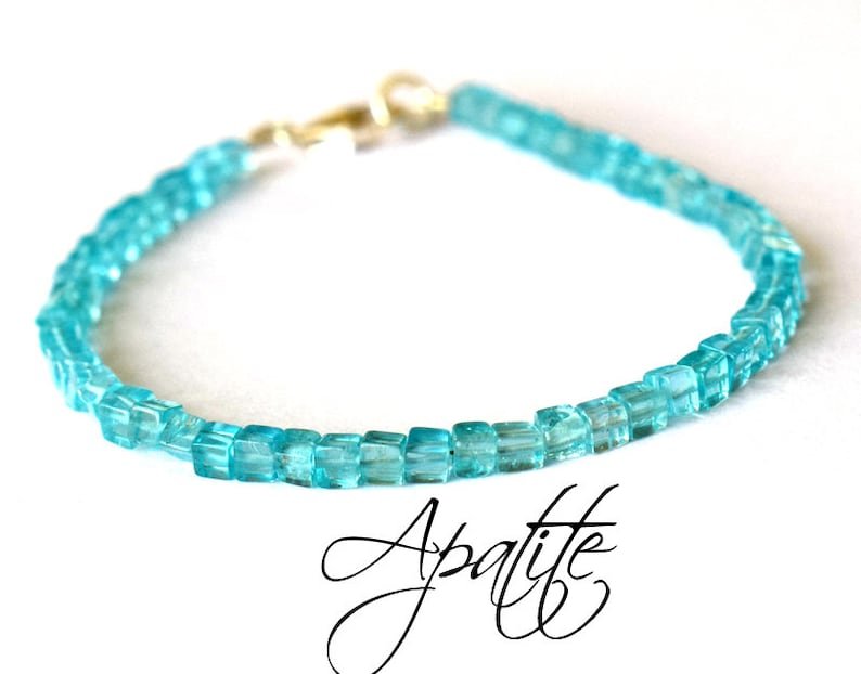Apatite Cube 3mm Smooth beads adjustable stacking bracelet | STK-0573