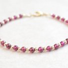 Garnet Round 3mm Smooth beads adjustable stacking bracelet | STK-2949