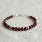 Garnet Round 4mm Smooth beads adjustable stacking bracelet | STK-3100