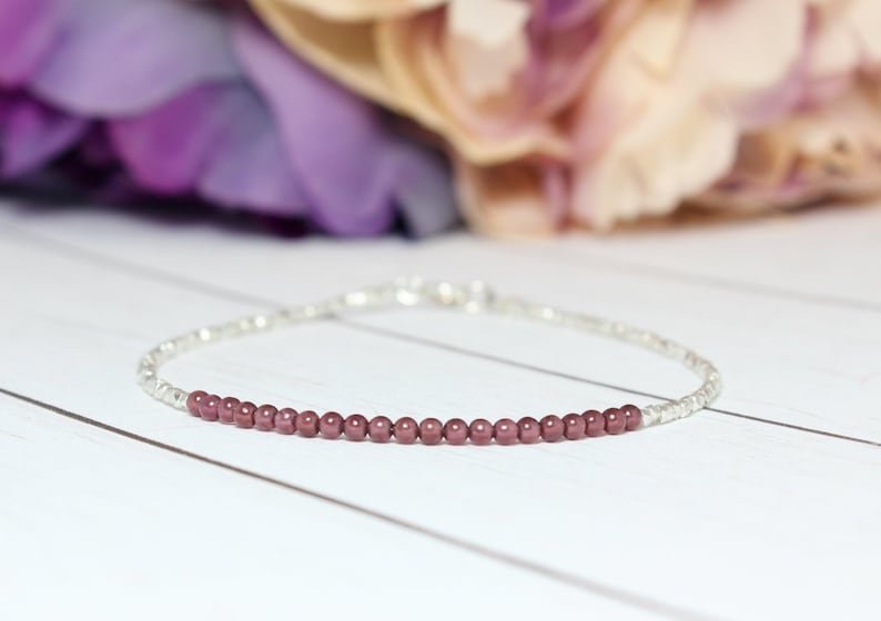 Garnet Round 3mm Smooth beads adjustable stacking bracelet | STK-3119