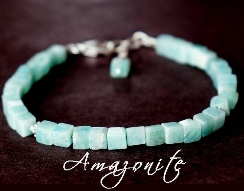 Amazonite Box 6mm Smooth beads adjustable stacking bracelet | STK-0077