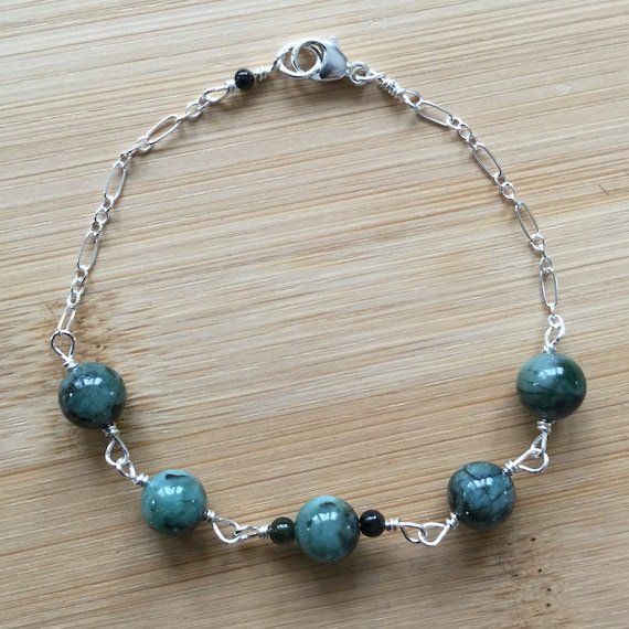 Emerald Round 8mm Smooth beads adjustable stacking bracelet | STK-2490