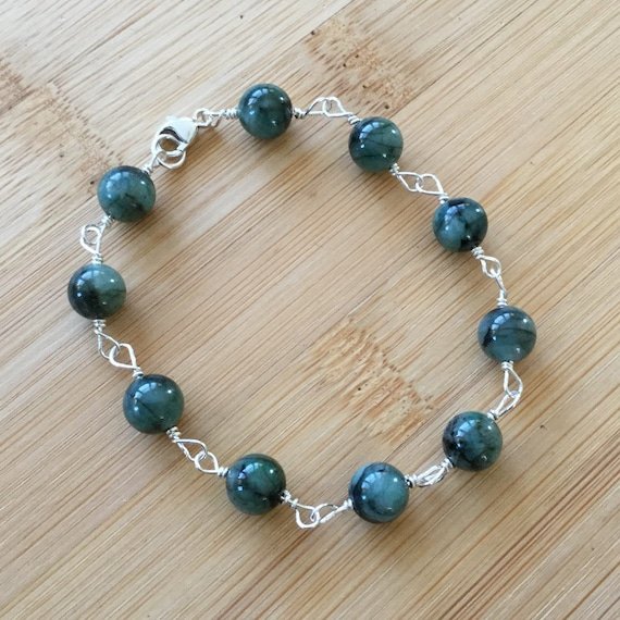 Emerald Round 8mm Smooth beads adjustable stacking bracelet | STK-2491