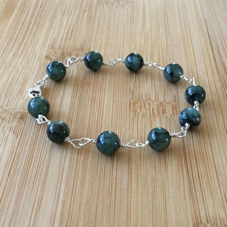 Emerald Round 8mm Smooth beads adjustable stacking bracelet | STK-2527
