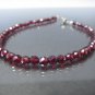 Garnet Round 4mm Faceted beads adjustable stacking bracelet | STK-2981