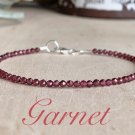 Garnet Round 3mm Faceted beads adjustable stacking bracelet | STK-2987