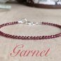Garnet Round 3mm Faceted beads adjustable stacking bracelet | STK-2987