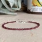 Garnet Round 3mm Faceted beads adjustable stacking bracelet | STK-2987