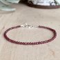 Garnet Round 3mm Faceted beads adjustable stacking bracelet | STK-2987